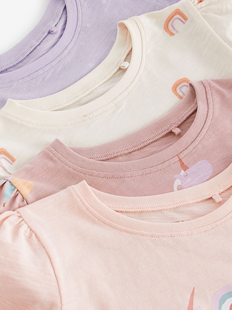 Pink Unicorn 100% Cotton Short Sleeve T-Shirts 4 Pack (3mths-7yrs) - Image 7 of 7