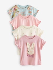 Pink Bunny 100% Cotton T-Shirts 4 Pack (3mths-7yrs) - Image 1 of 3