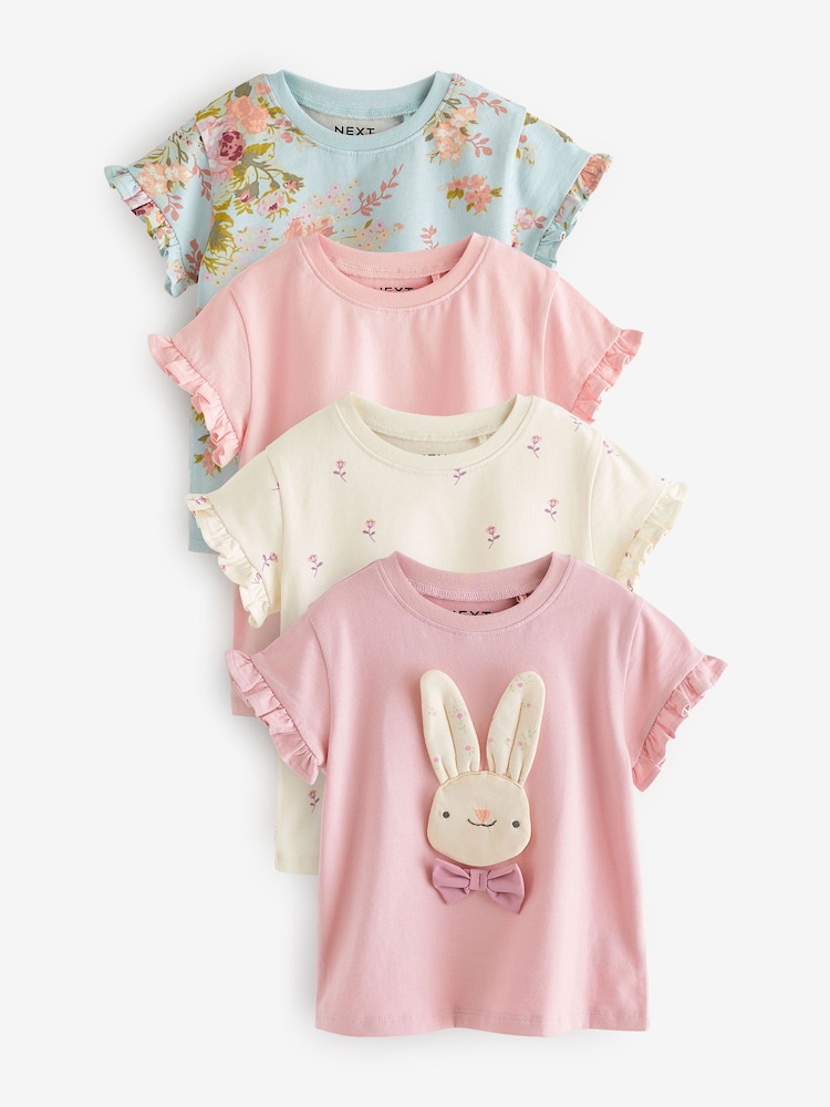 Pink Bunny 100% Cotton T-Shirts 4 Pack (3mths-7yrs) - Image 1 of 3
