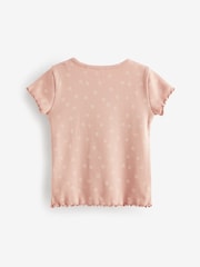 Pink Ditsy Rib Short Sleeve T-Shirts 5 Pack (3mths-7yrs) - Image 2 of 3