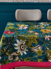 Clarke & Clarke Kingfisher Teal Blue Passiflora Table Cloth - Image 2 of 3