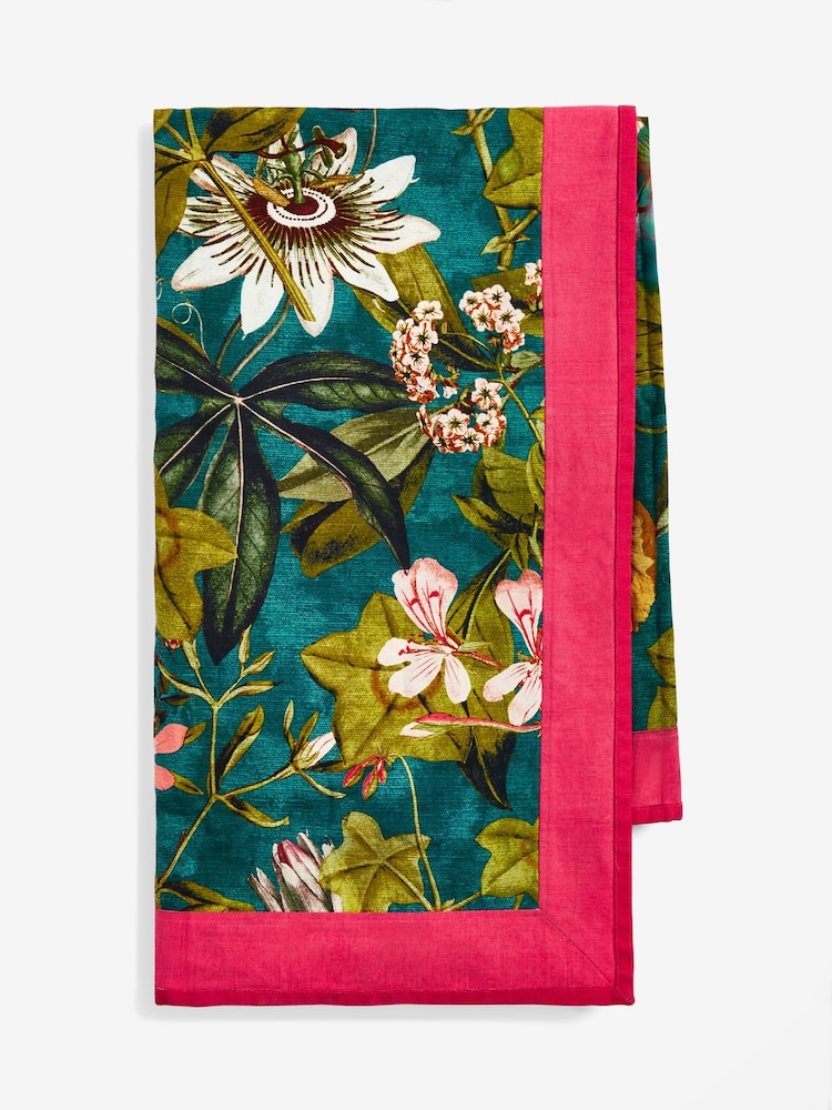 Clarke & Clarke Kingfisher Teal Blue Passiflora Table Cloth - Image 3 of 3