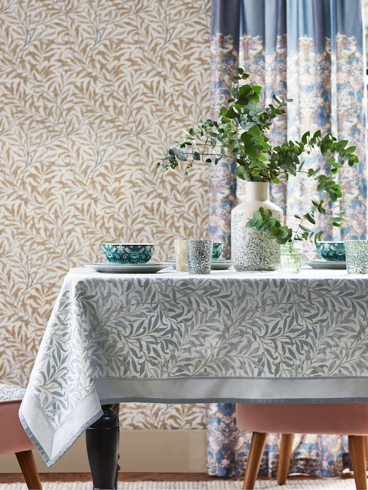 Clarke and Clarke Mineral Grey William Morris Designs Willow Boughs 100% Cotton Table Cloth - Image 1 of 2