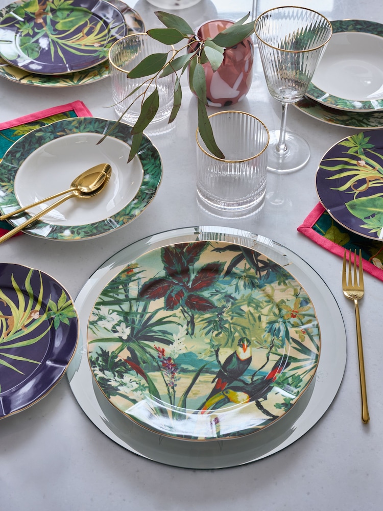 Clarke and Clarke Navy Blue/Tropical Green Toucan 12 Piece Set - Image 1 of 3 Clarke and Clarke Navy Blue/Tropical Green Toucan 12 Piece Set - Image 1 of 3