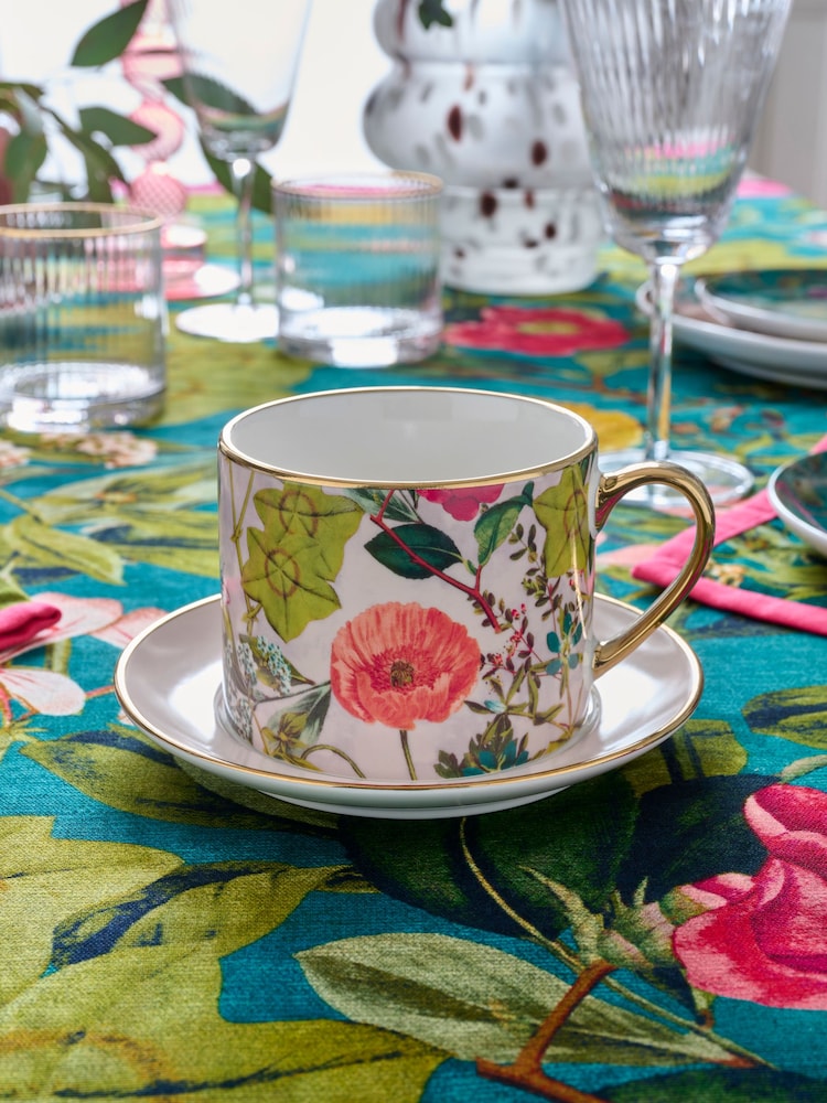 Clarke & Clarke Blush Pink Passiflora Cup & Saucer - Image 1 of 2