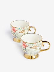 Clarke & Clarke Set of 2 Tropical Green/Natural Florence Footed Mugs - Image 2 of 2