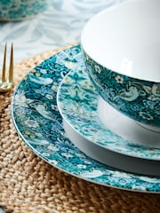 Clarke and Clarke Teal Blue William Morris Designs Strawberry Thief 12 Piece Dinner Set - Image 2 of 3
