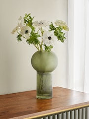 Clarke & Clarke Green Ribbed Round Vase - Image 1 of 4