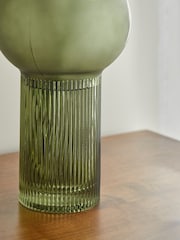 Clarke & Clarke Green Ribbed Round Vase - Image 2 of 4