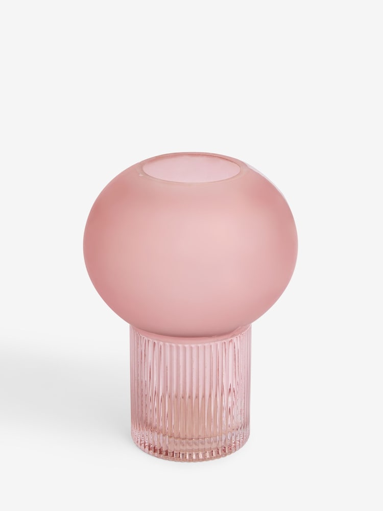 Clarke & Clarke Pink Ribbed Round Vase - Image 2 of 4