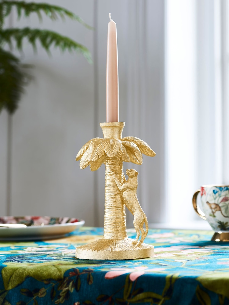 Clarke & Clarke Gold Taper Candle Holder - Image 1 of 3