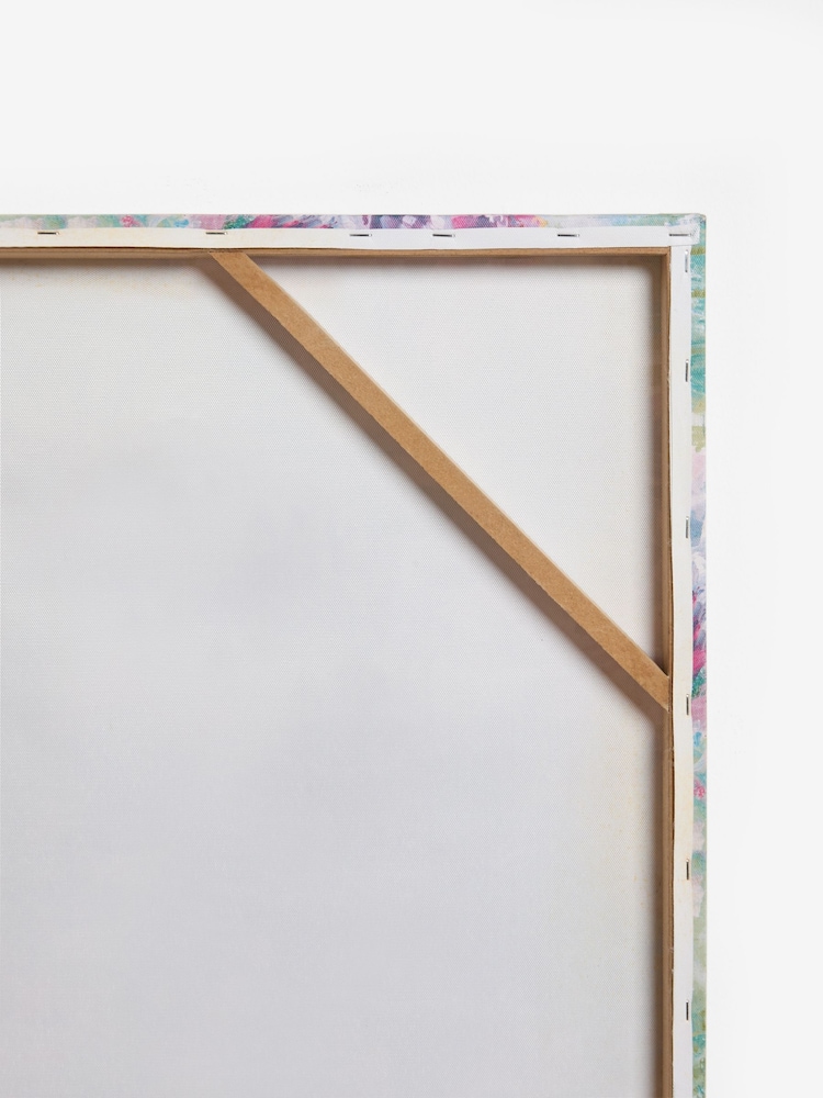 Clarke and Clarke Pink/Green Abstract Floral Canvas Wall Art - Image 3 of 3