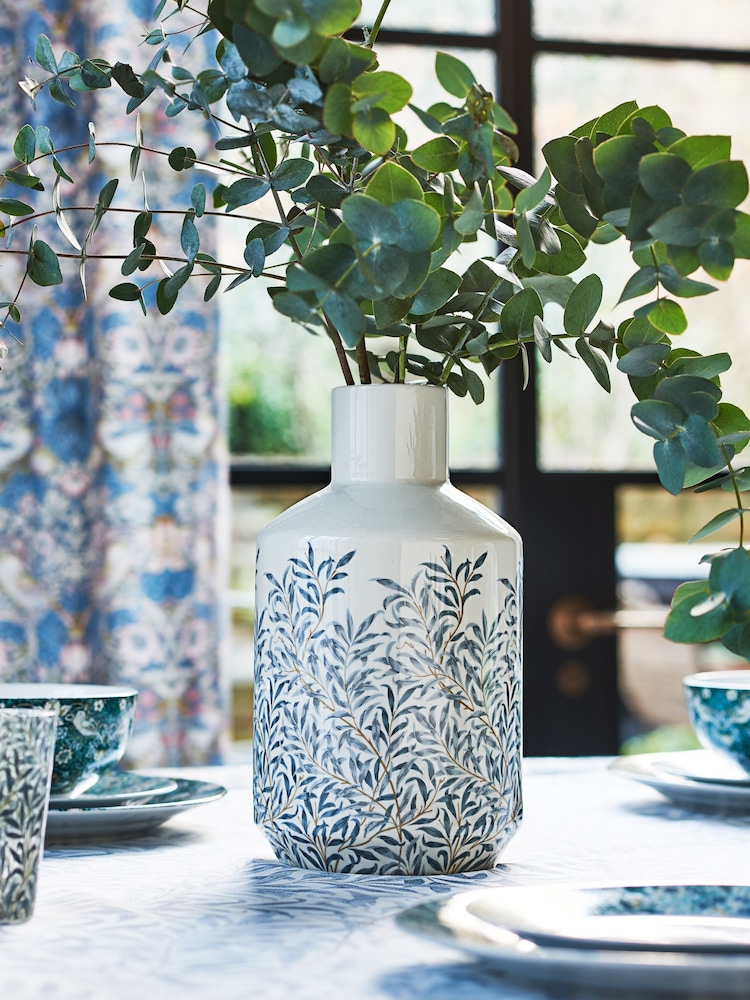 William Morris Cream Leaf Printed Vase - Image 1 of 2