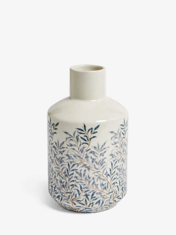William Morris Cream Leaf Printed Vase - Image 2 of 2