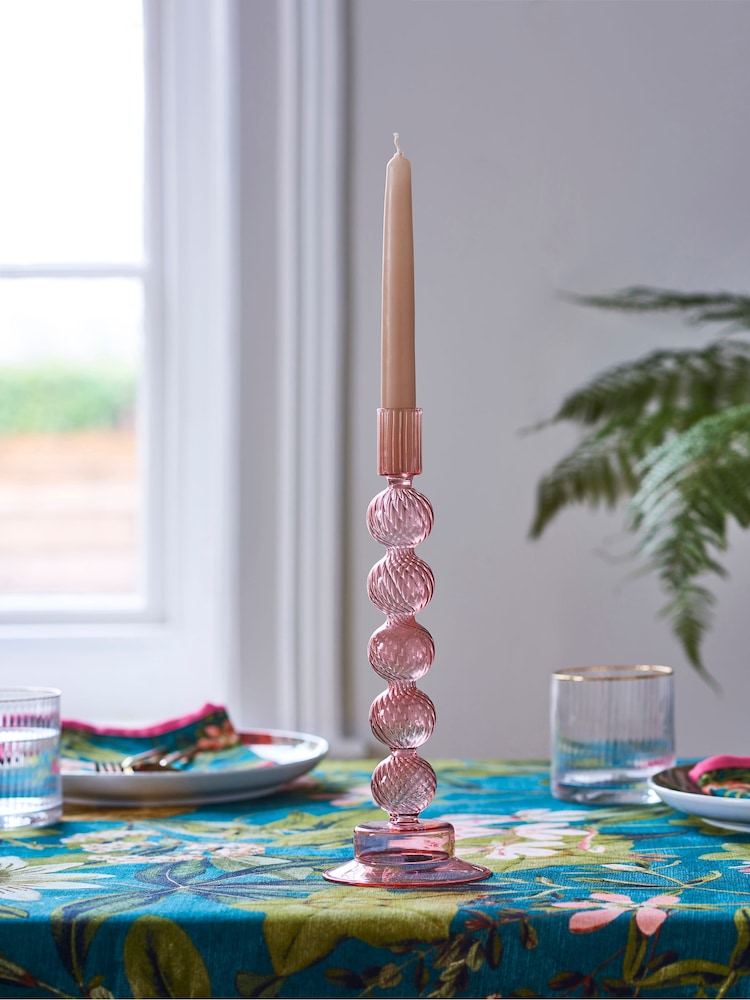 Clarke & Clarke Pink Bobble Taper Candle Holder - Image 1 of 2