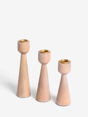 Wooden Set of 3 Taper Candle Holder - Image 2 of 2