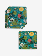 Clarke & Clarke Kingfisher Teal Blue Passiflora Set of 4 Placemats - Image 2 of 2