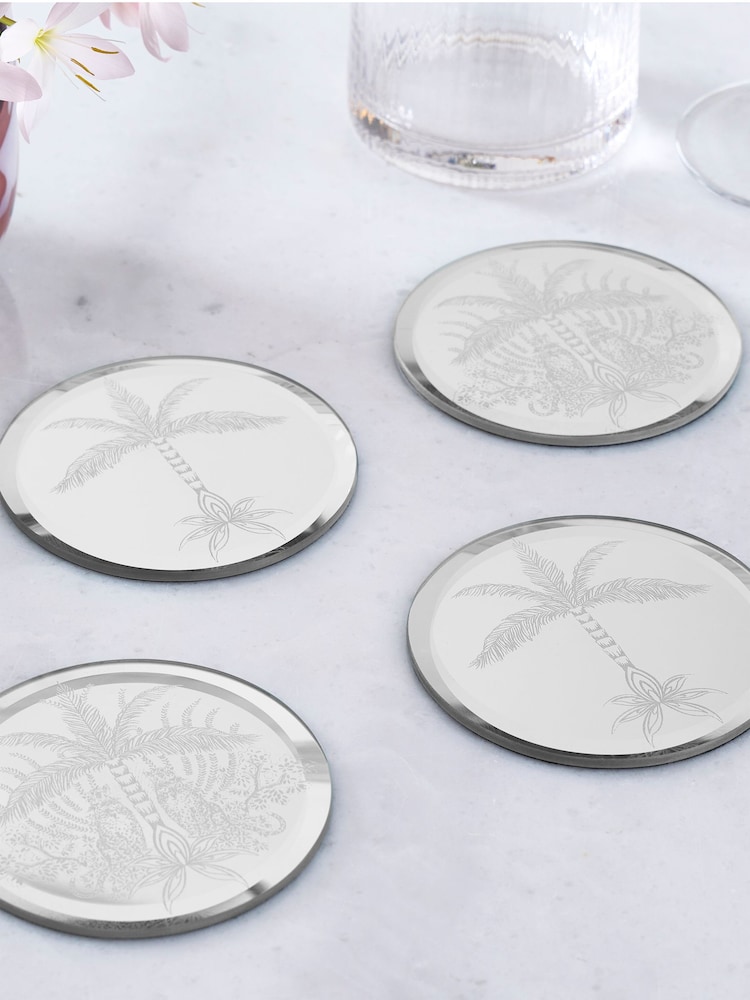 Clarke & Clarke Mirror Leopardo Mirror Set of 4 Coasters - Image 1 of 2