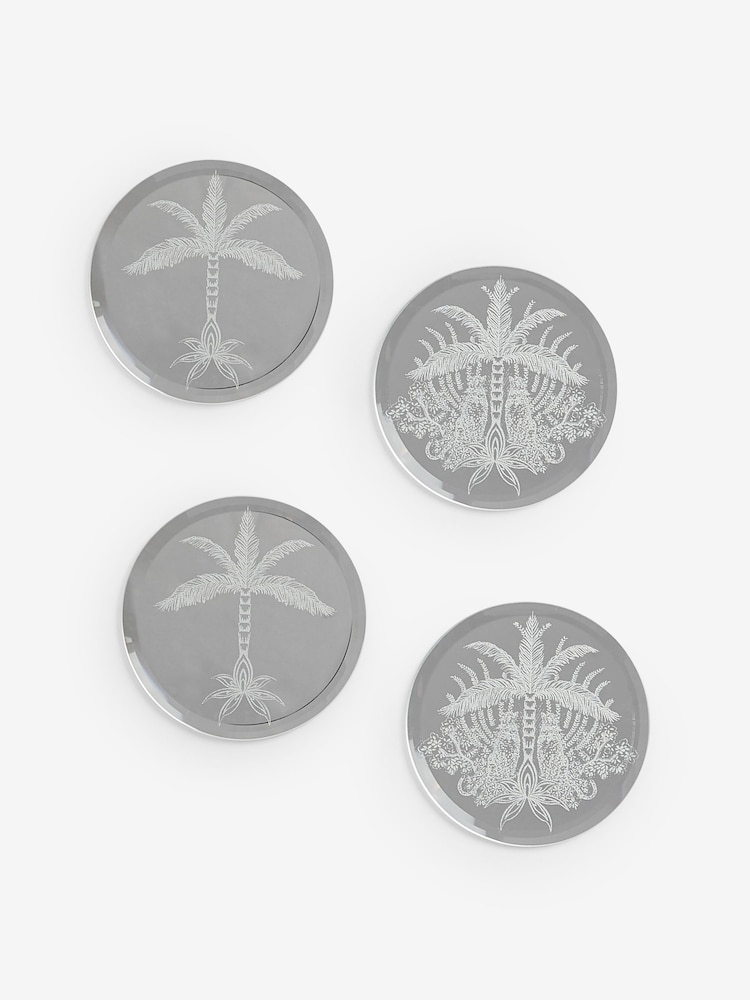 Clarke & Clarke Mirror Leopardo Mirror Set of 4 Coasters - Image 2 of 2