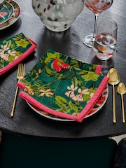 Clarke & Clarke Kingfisher Teal Blue Passiflora Set of 4 Napkins - Image 1 of 2