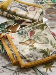 Clarke & Clarke Tropical Green & Natural Florence 100% Cotton Set of 4 Napkins - Image 1 of 2
