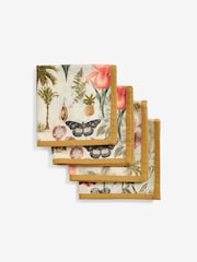 Clarke & Clarke Tropical Green & Natural Florence 100% Cotton Set of 4 Napkins - Image 2 of 2