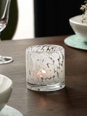 Nina Campbell White Confetti Glass Tea Light Candle Holder - Image 1 of 3