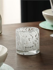 Nina Campbell White Confetti Glass Tea Light Candle Holder - Image 2 of 3