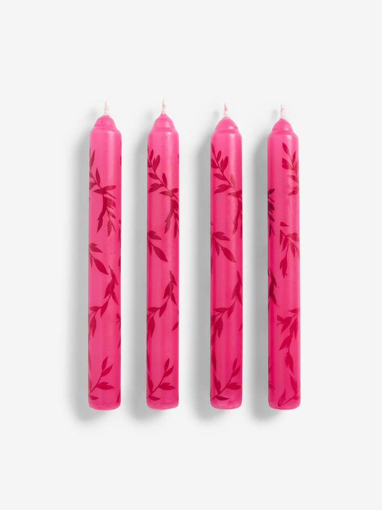 Rockett St George Set of 4 Pink Leaf Dinner Candles - Image 2 of 2