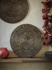 French Connection Black Rattan Hand Woven Single Placemat - Image 1 of 2