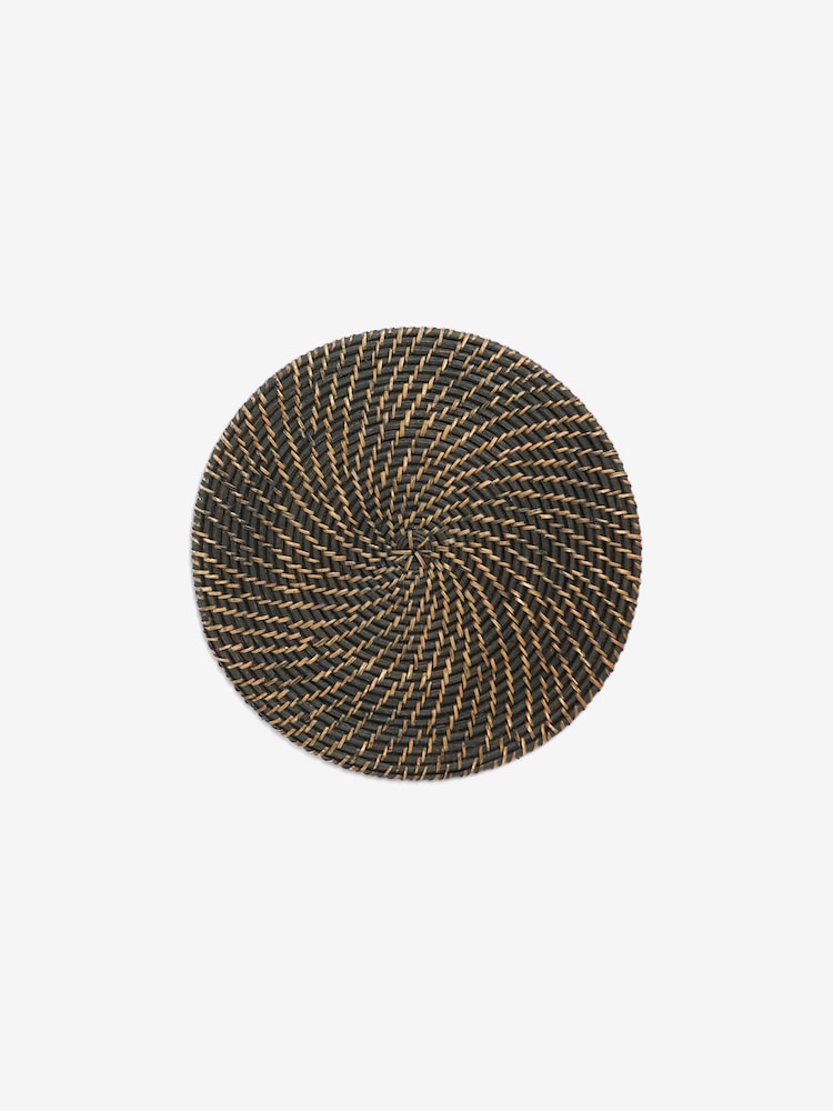 French Connection Black Rattan Hand Woven Single Placemat - Image 2 of 2