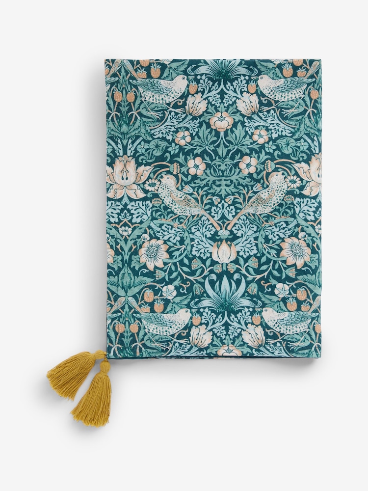 Clarke and Clarke Teal Blue William Morris Designs Strawberry Thief 100% Cotton Tea Towel - Image 2 of 2