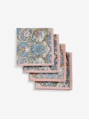 Clarke & Clarke Blush Pink & Slate Grey William Morris Designs Strawberry 100% Cotton Set of 4 Napkins - Image 2 of 2