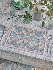 Clarke & Clarke Blush Pink & Slate Grey William Morris Designs Strawberry 100% Cotton Set of 2 Placemats - Image 1 of 2