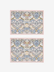 Clarke & Clarke Blush Pink & Slate Grey William Morris Designs Strawberry 100% Cotton Set of 2 Placemats - Image 2 of 2