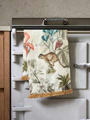 Clarke & Clarke Tropical Green/Natural Florence 100% Cotton Tea Towel - Image 1 of 2