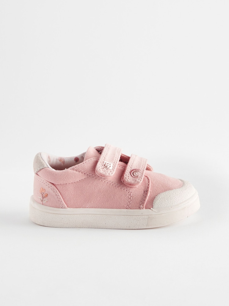 Pink Standard Fit (F) Touch Fasten Strap Machine Washable Trainers - Image 2 of 6