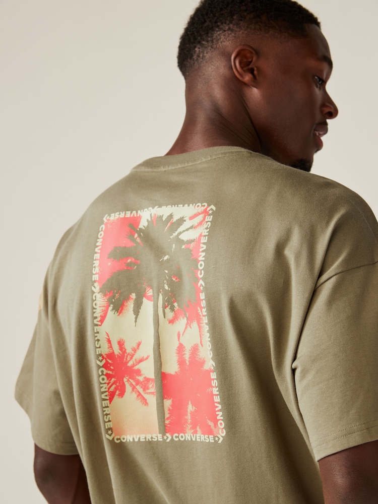 Converse Beige 100% Cotton Festival Palm Tree T-Shirt - Image 1 of 5