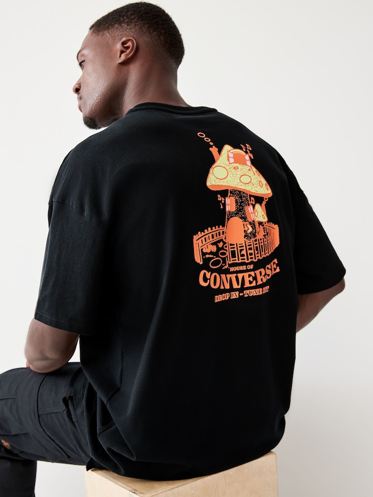 Converse Black 100% Cotton Mushroom House T-Shirt - Image 2 of 8