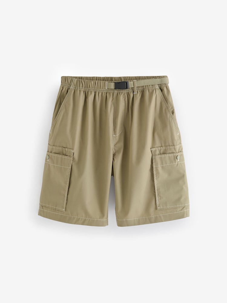 Converse Khaki Green 100% Cotton Utility Baggy Shorts - Image 9 of 9