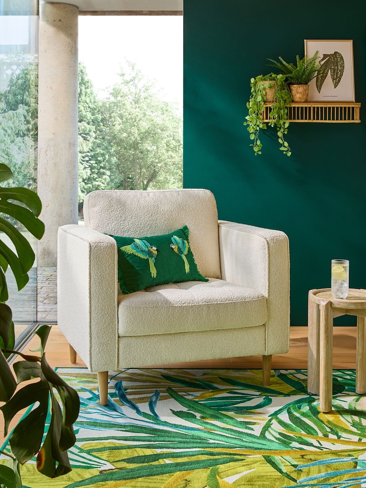 Casual Boucle Oyster Natural Houghton Slim Arm Chair - Image 1 of 14