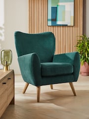 Fine Chenille Teal Blue Wilson II Highback Grande Armchair - Image 1 of 9