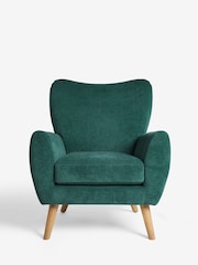 Fine Chenille Teal Blue Wilson II Highback Grande Armchair - Image 5 of 9