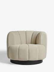 Soft Velvet Pebble Natural Celine Swivel Accent Chair - Image 2 of 8