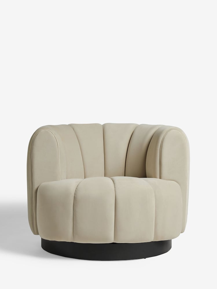 Soft Velvet Pebble Natural Celine Swivel Accent Chair - Image 2 of 8