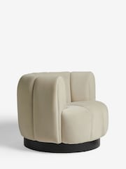 Soft Velvet Pebble Natural Celine Swivel Accent Chair - Image 4 of 8