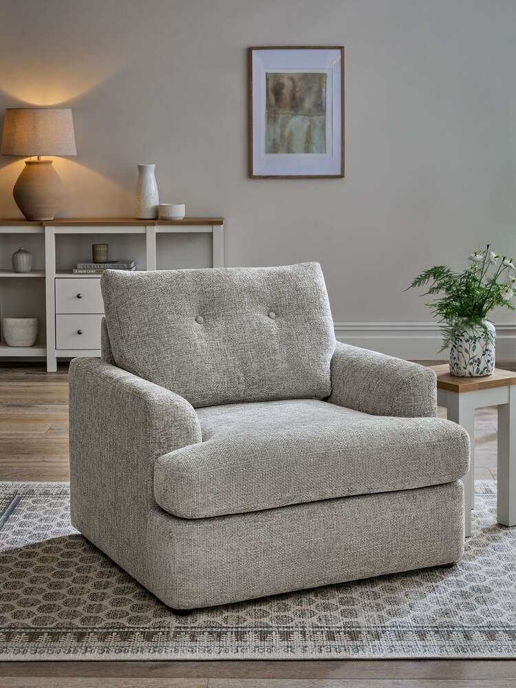 Chunky Chenille Light Grey Parker Platform Armchair - Image 1 of 9