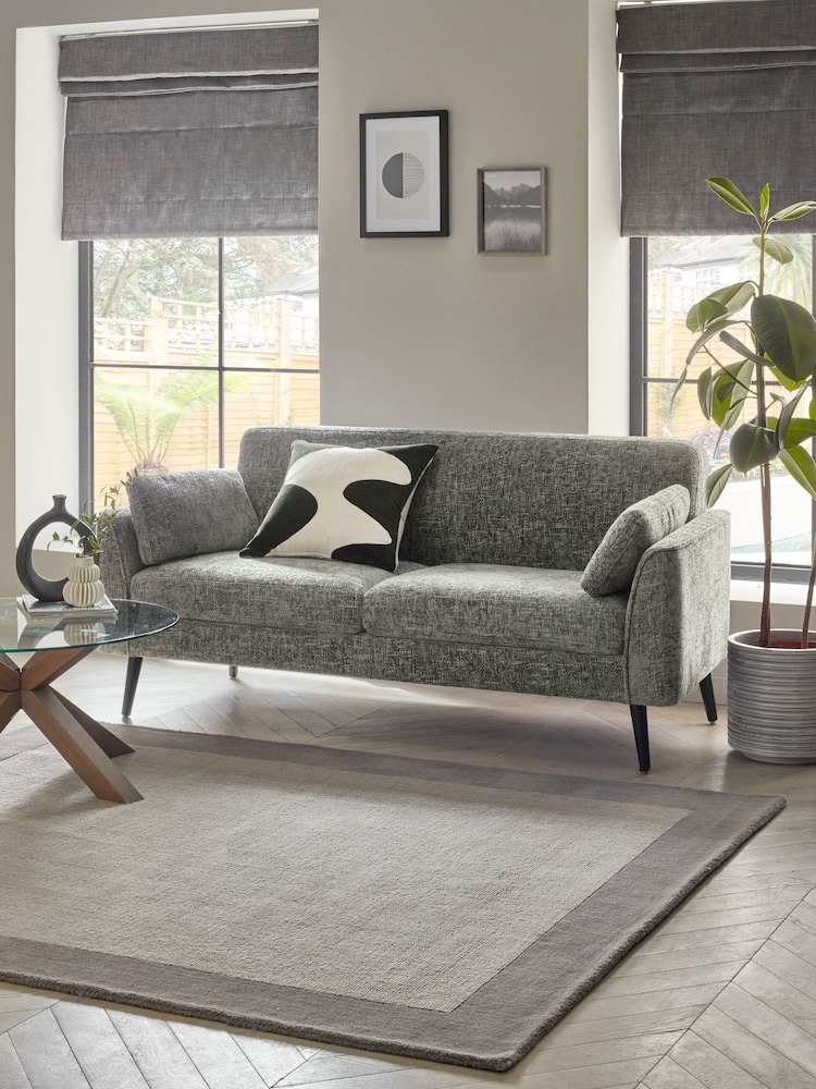 Chunky Chenille Dark Grey Mila Compact 3 Seater Sofa - Image 1 of 8