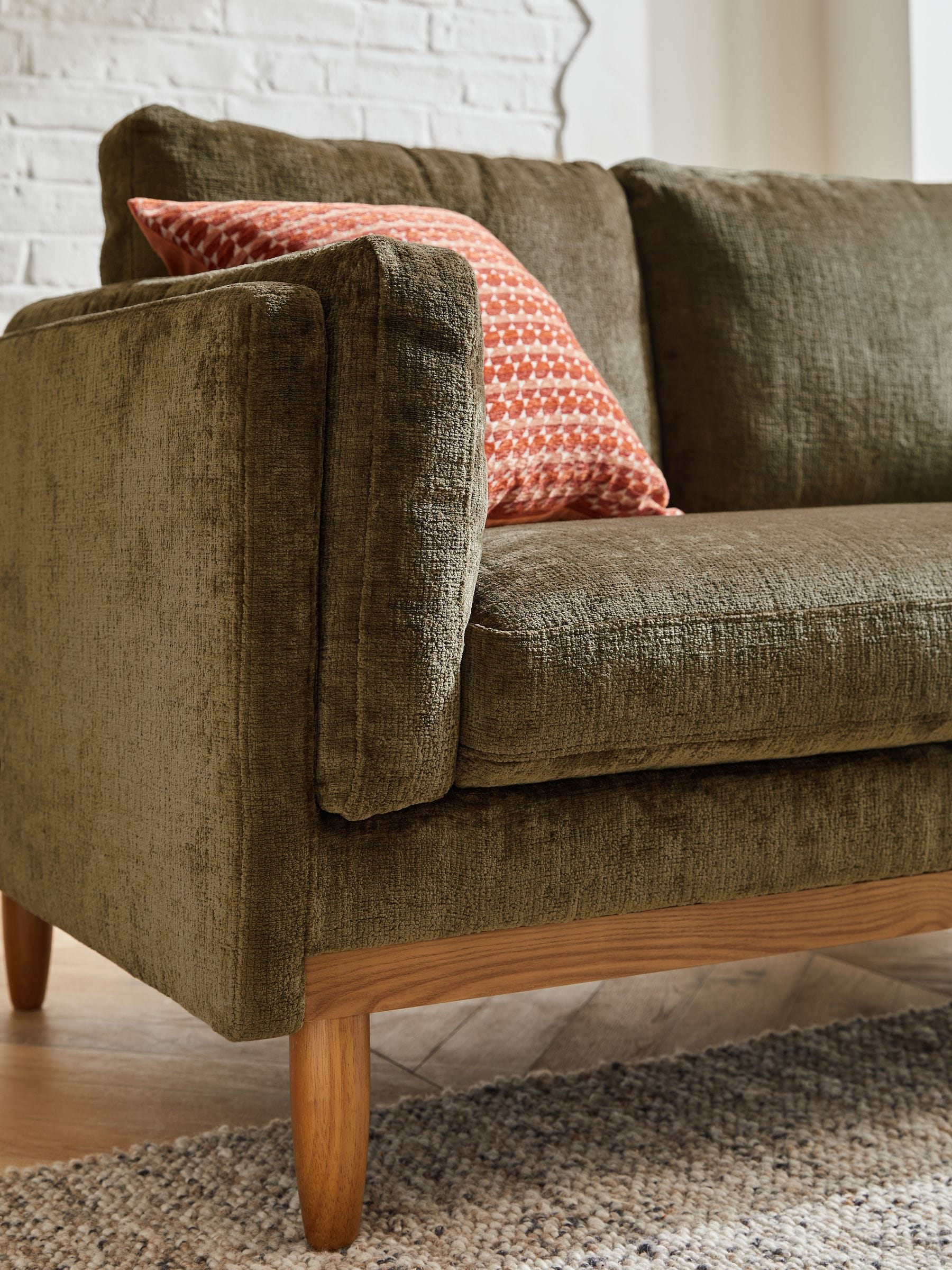 Buy Plush Chenille Moss Green Kayden 2 Seater Sofa from the Next