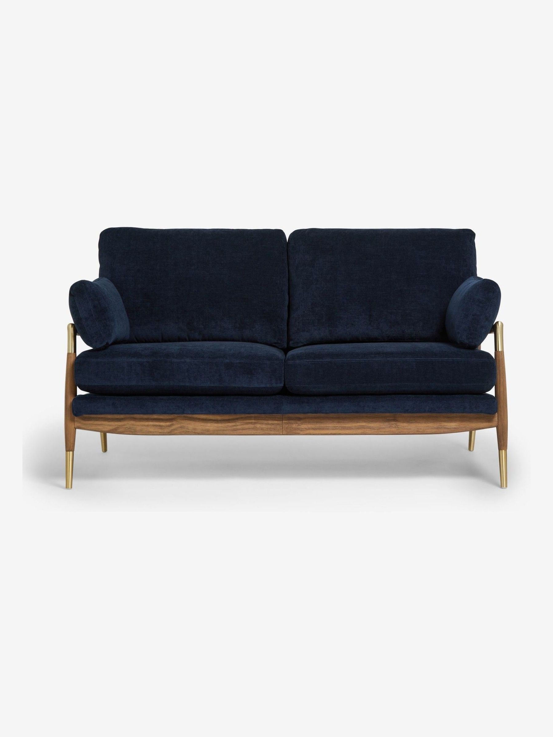 Buy Fine Chenille Navy Blue Flinton Wooden 3 Seater Sofa from the Next UK online shop